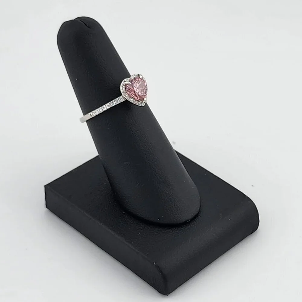 Dazzling Pink Heart Gemstone Ring in Solid 925 Sterling Silver – Perfect Gift